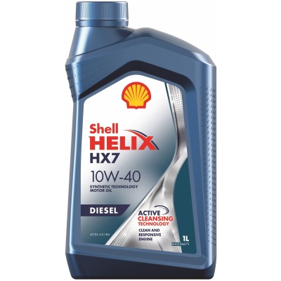 Моторное масло Shell Helix HX7 Diesel 10W-40 полусинтетическое, 1 л.